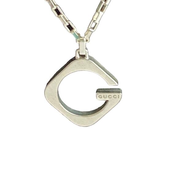 Authentic Gucci Sterling Sliver  G Pendant Necklace 20" - Picture 1 of 9